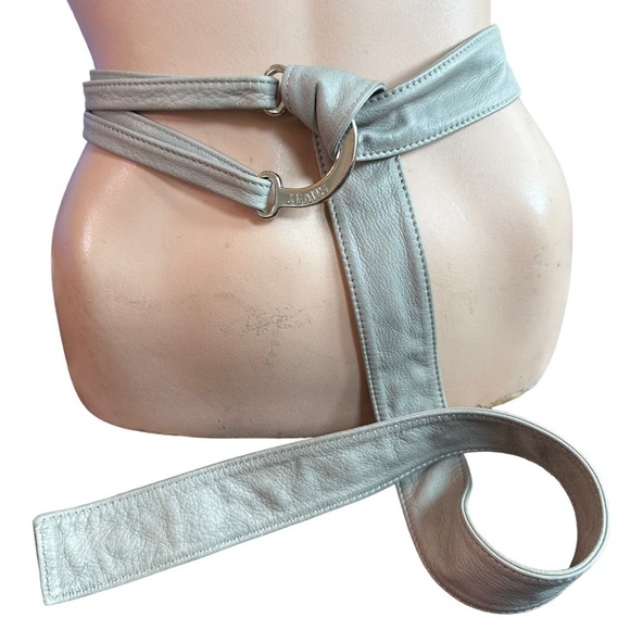 Armani Jeans Gray Leather Wrap Belt - Picture 1 of 5